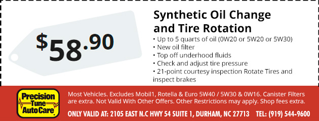 Synthetic Oil Change and tire